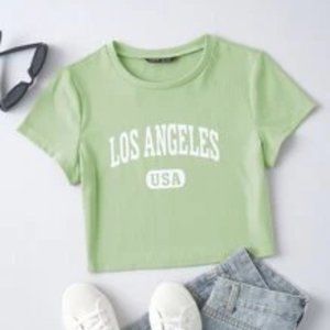 Women's Green Graphic Crop Top